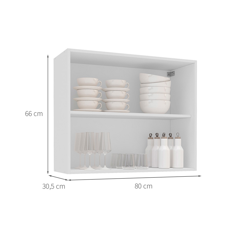 Armário Aéreo Amara 2 Portas Creme e Branco