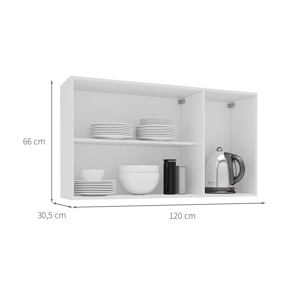 Armário Aéreo Amara 3 Portas Creme e Branco