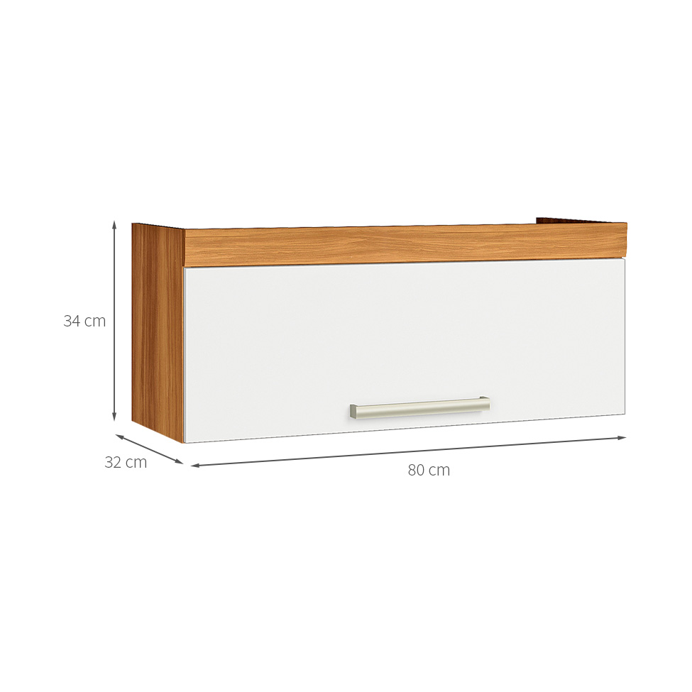 Armário Aéreo Burguesa Premium 1 Porta Freijó e Branco