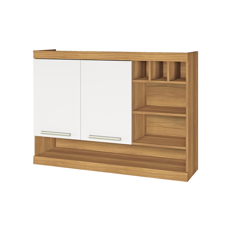 Armário Aéreo Burguesa Premium 2 Portas Freijó e Branco 120 cm