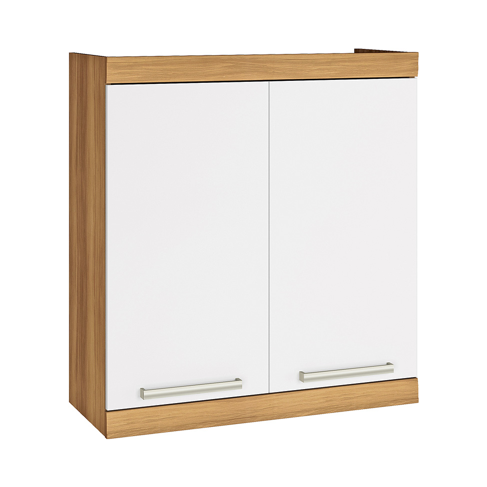 Armário Aéreo Burguesa Premium 2 Portas Freijó e Branco 80 cm