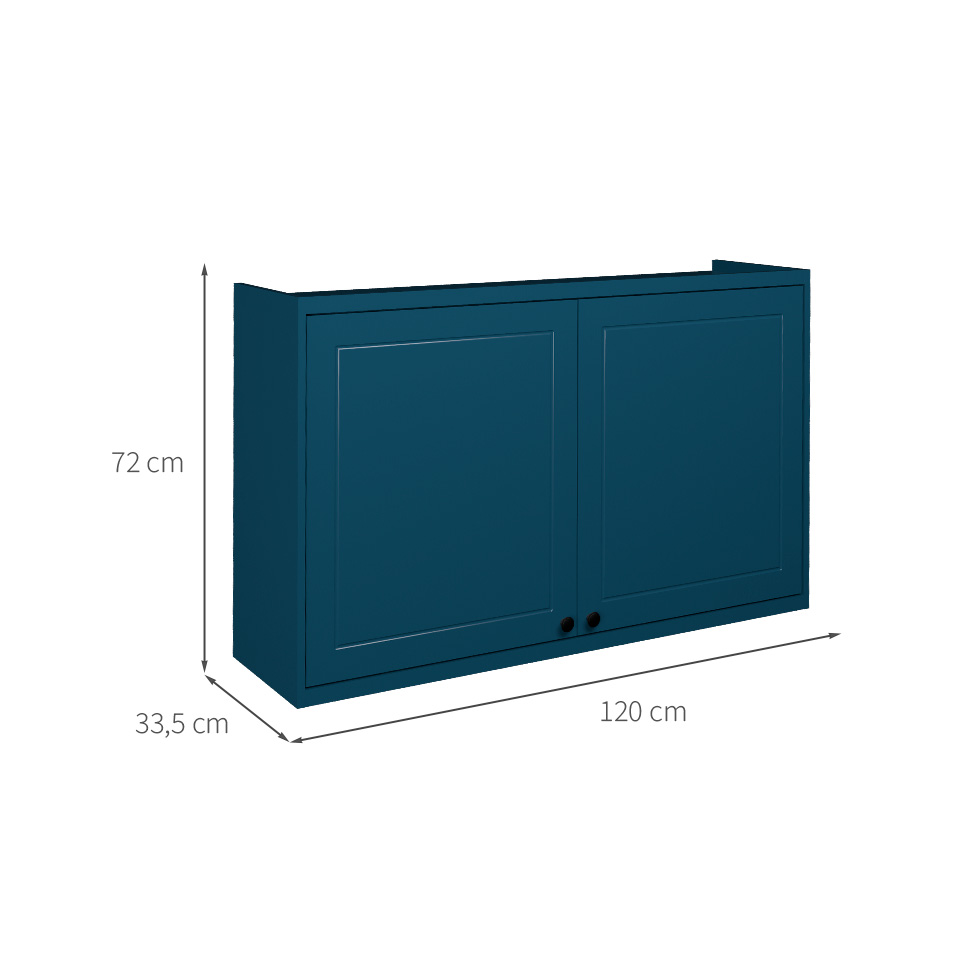 Armário Aéreo Évora 2 Portas Azul Órion 120 cm