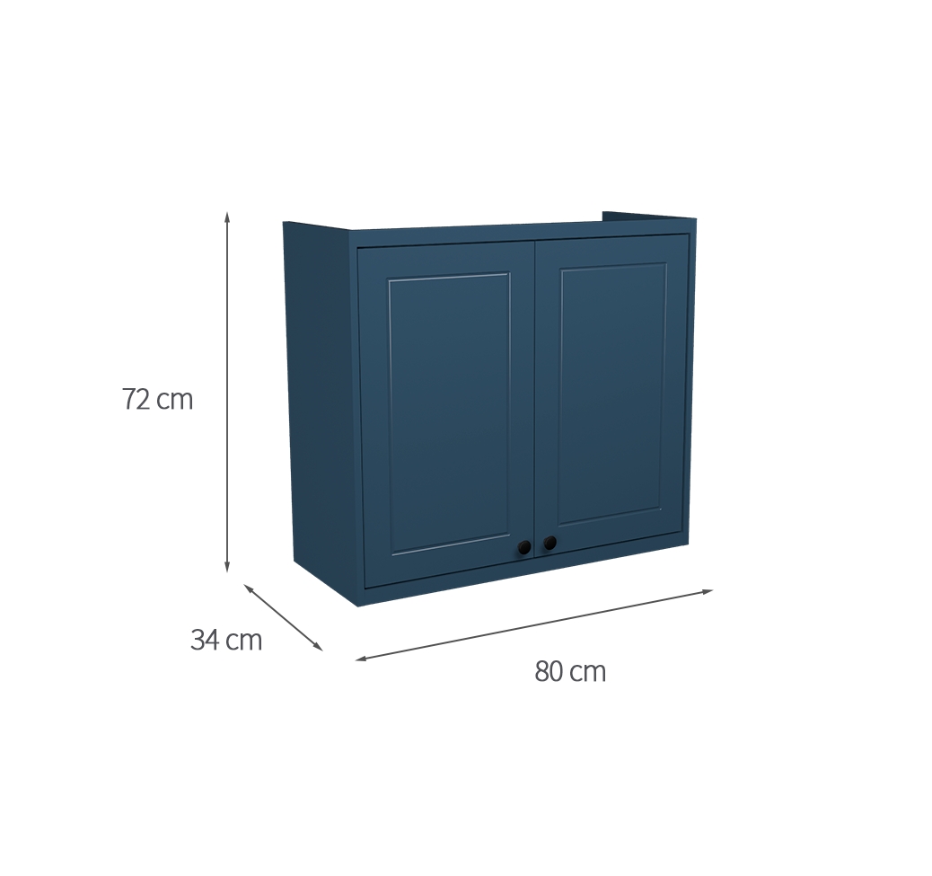 Armário Aéreo Évora 2 Portas Azul Orion 80 cm