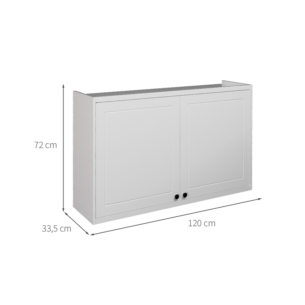 Armário Aéreo Évora 2 Portas Branco Ártico 120 cm