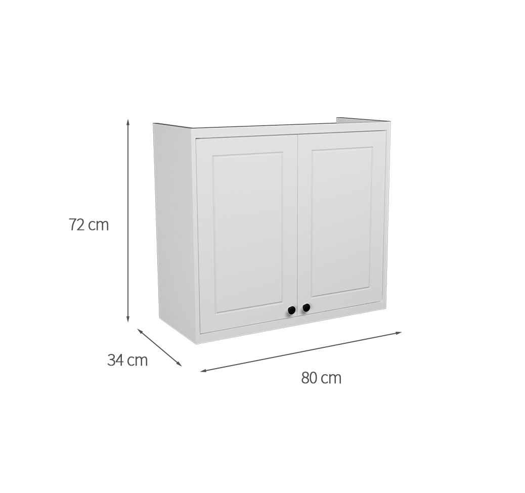 Armário Aéreo Évora 2 Portas Branco Ártico 80 cm