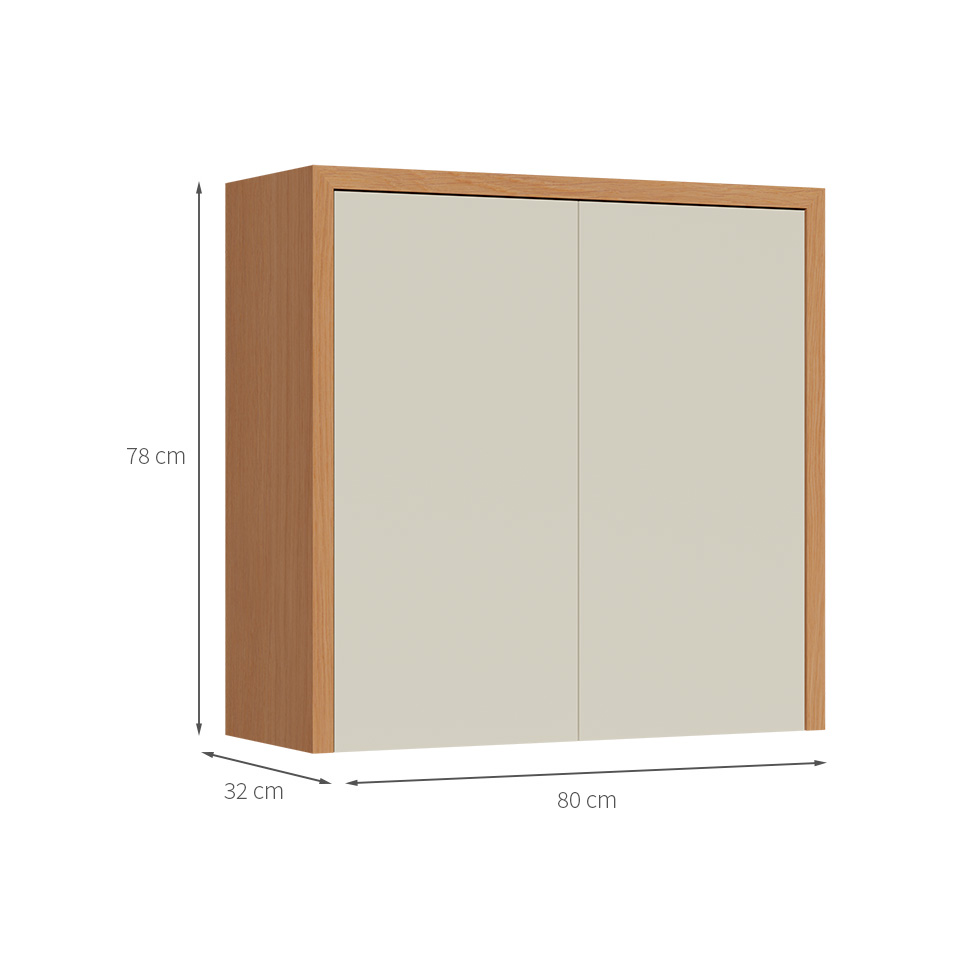 Armário Aéreo Condessa 2 Portas Carvalho e Greige