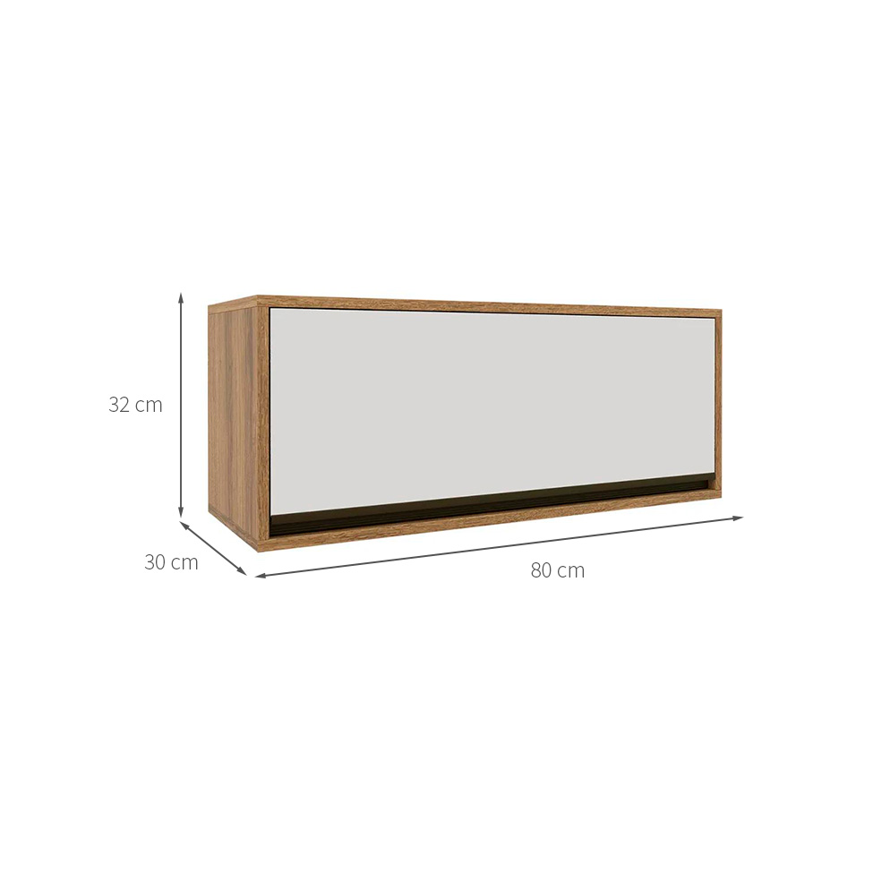 Armário Aéreo Confort 1 Porta Cinamomo e Off White 80 cm