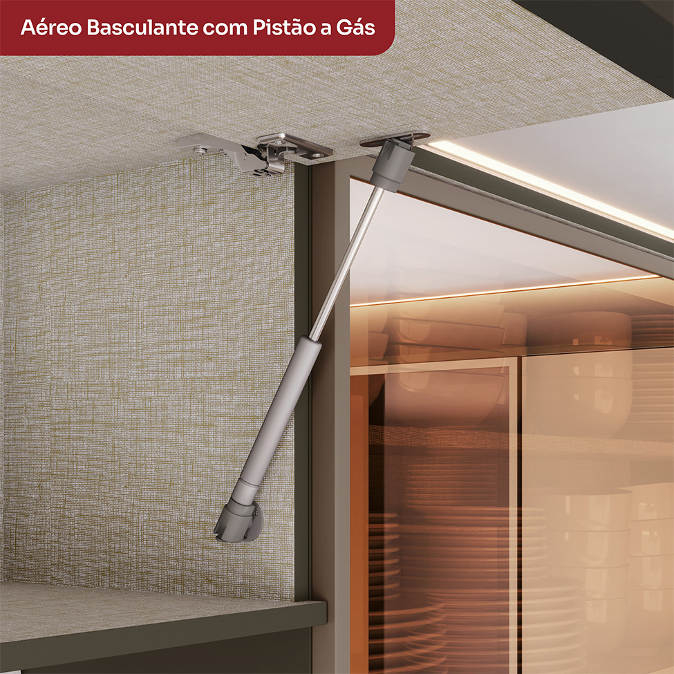 Armário Aéreo Connect 1 Porta Duna e Cristal