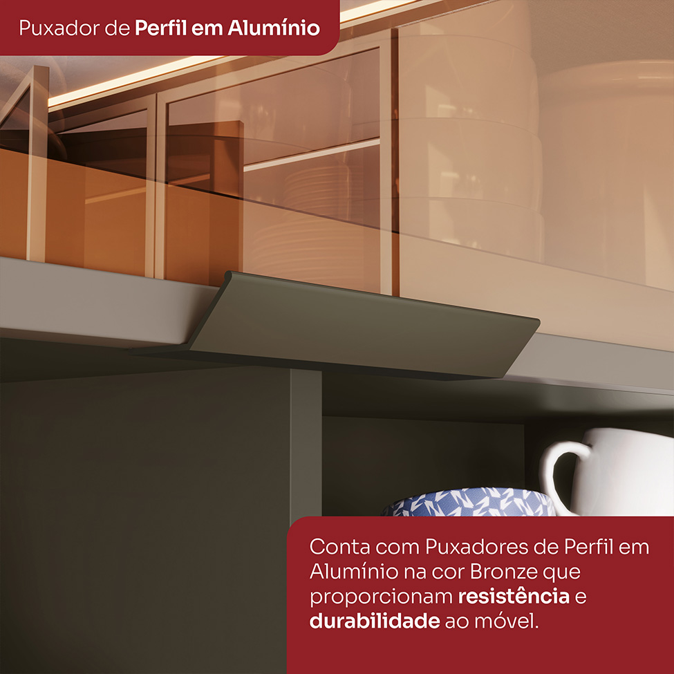 Armário Aéreo Connect 2 Portas Duna e Cristal