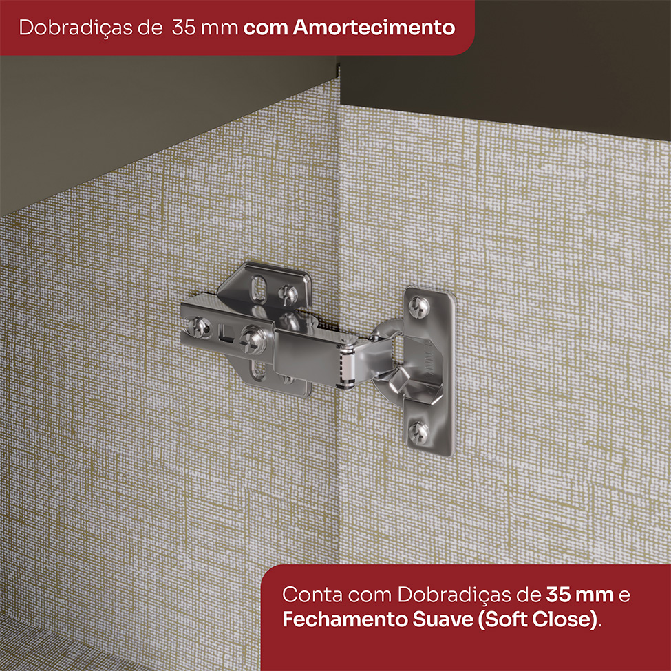 Armário Aéreo Connect 2 Portas Duna e Cristal