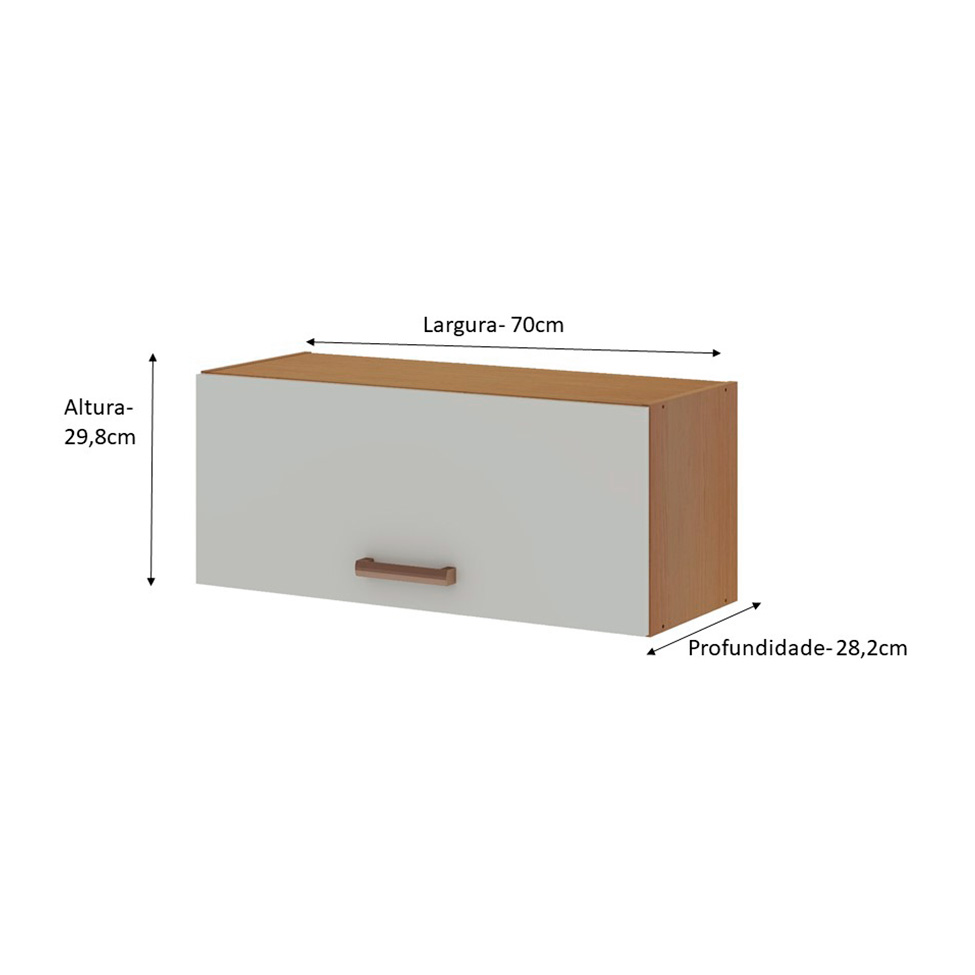 Armário Aéreo Essência 100% MDF 1 Porta Freijó e Off White