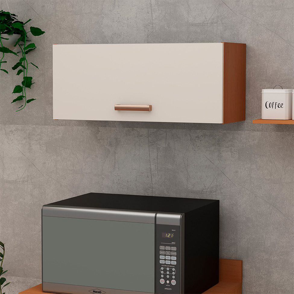 Armário Aéreo Essência 100% MDF 1 Porta Freijó e Off White