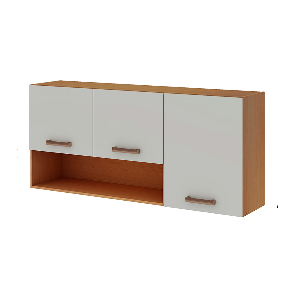 Armário Aéreo Essência 100% MDF 3 Portas Freijó e Off White