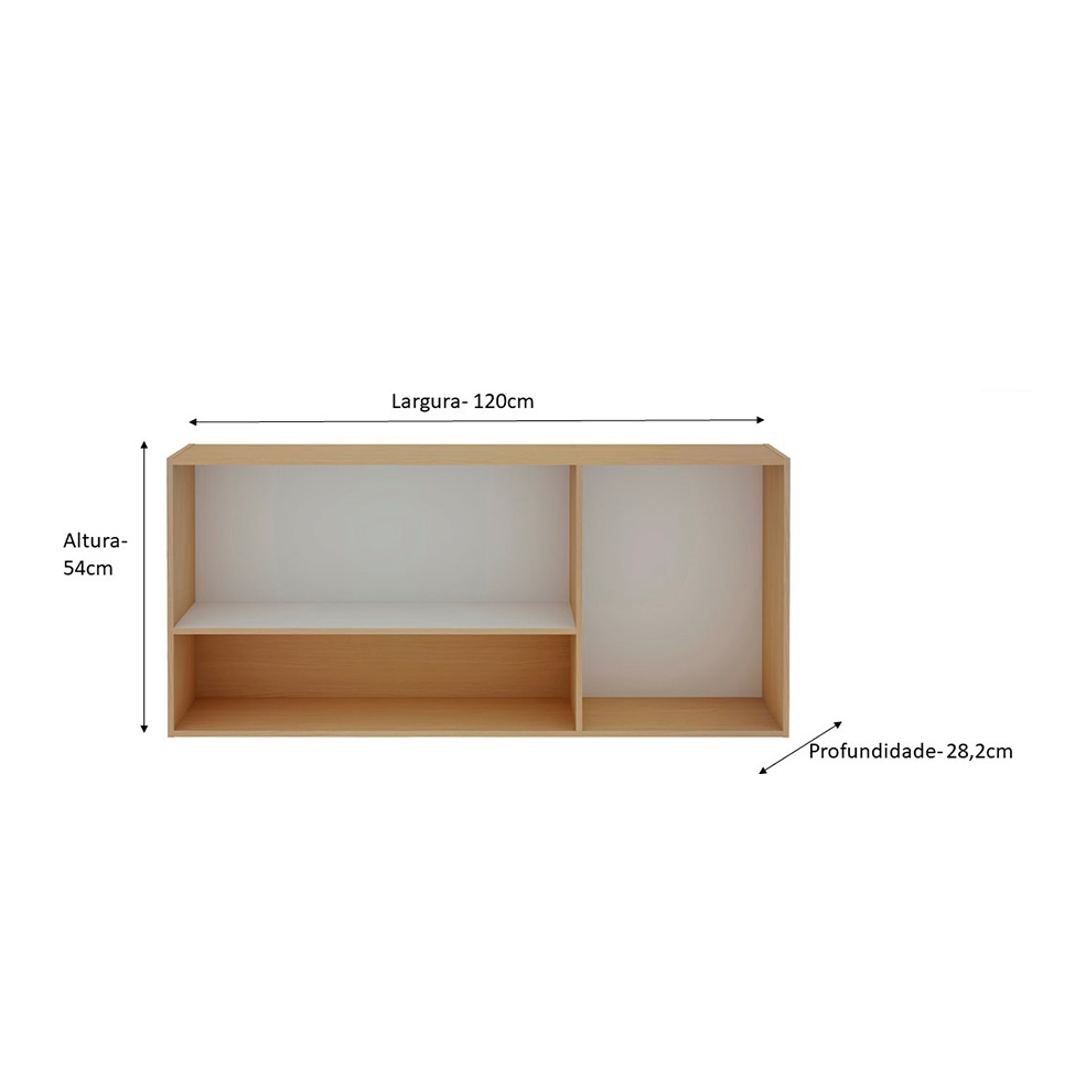 Armário Aéreo Essência 100% MDF 3 Portas Freijó e Off White