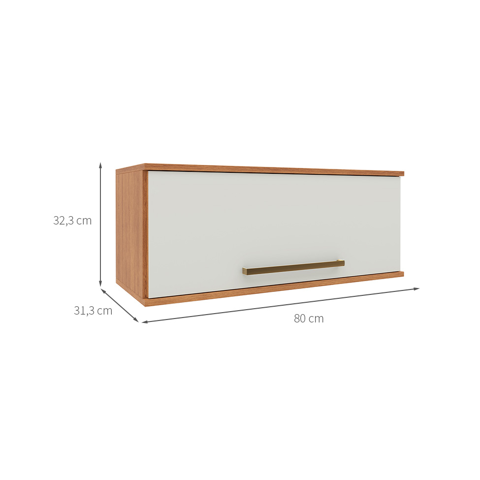 Armário Aéreo Evolution 1 Porta Freijó e Off White 80 cm