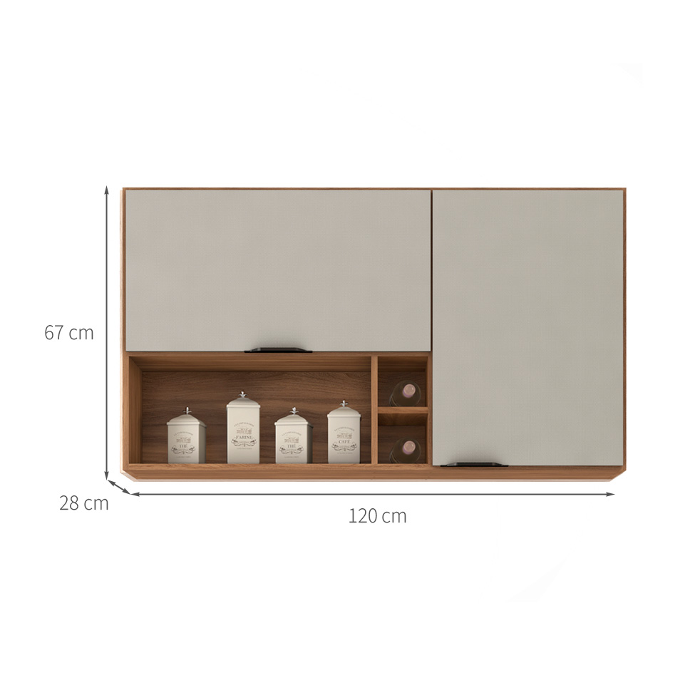 Armário Aéreo Firenze 2 Portas Amêndola e Nude 120 cm