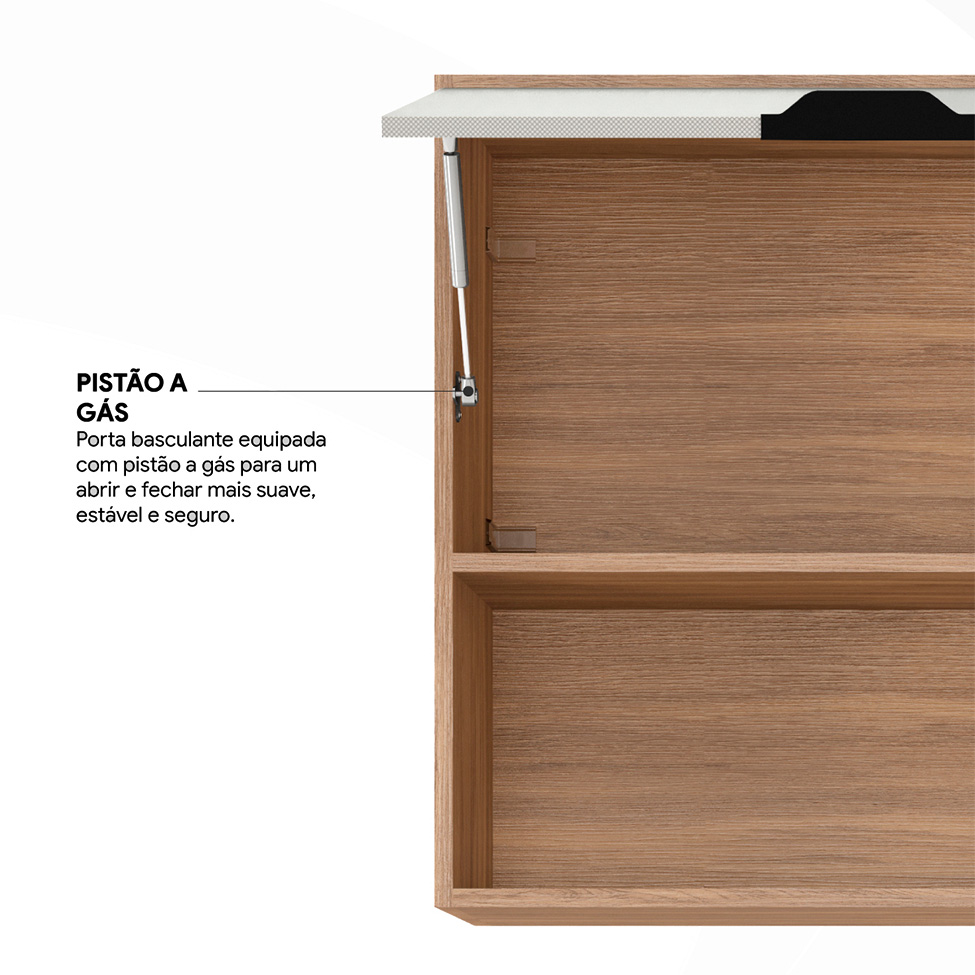 Armário Aéreo Firenze 2 Portas Amêndola e Nude 120 cm