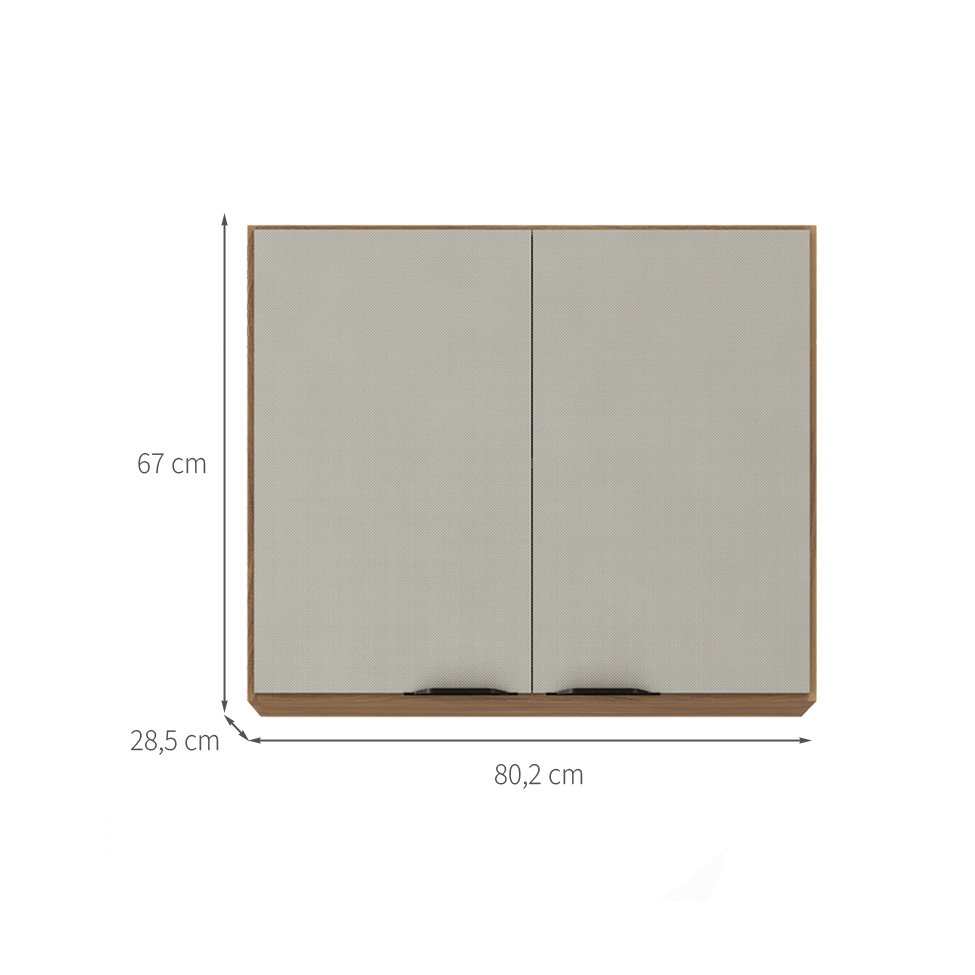 Armário Aéreo Firenze 2 Portas Amêndola e Nude 80 cm