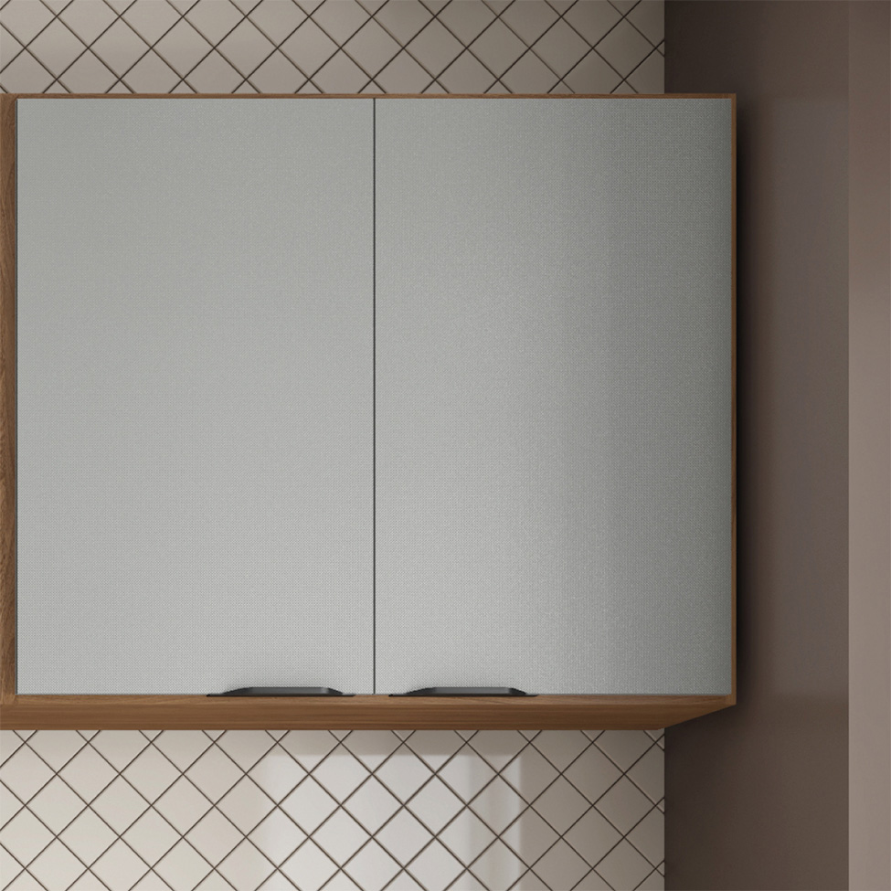 Armário Aéreo Firenze 2 Portas Amêndola e Nude 80 cm