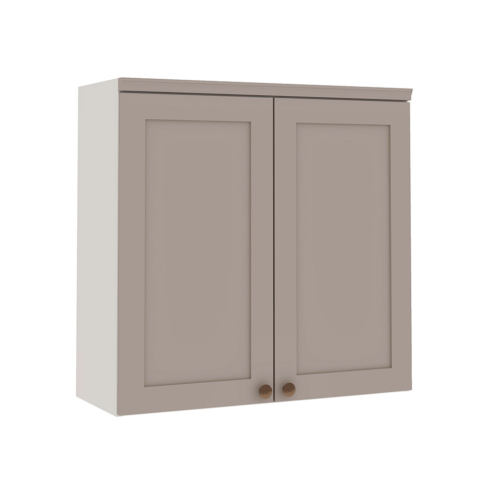 Armário Aéreo Iluminata 2 Portas Branco e Fendi