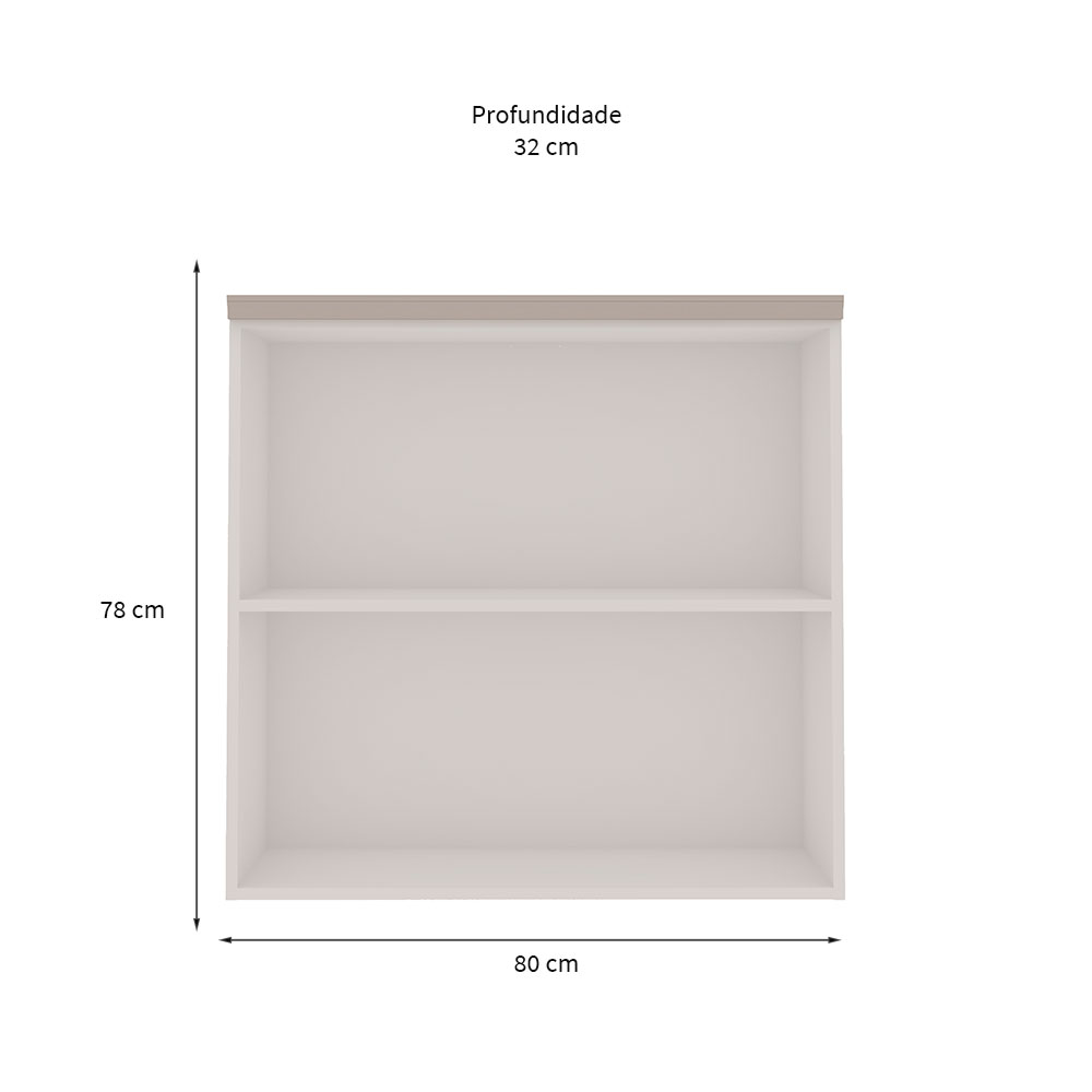 Armário Aéreo Iluminata 2 Portas Branco e Fendi