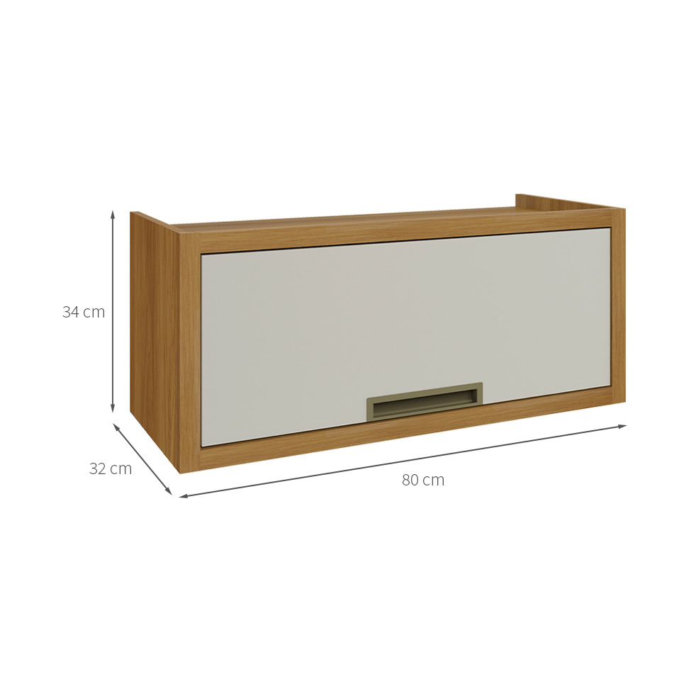 Armário Aéreo Imperatriz 1 Porta Freijó e Off White