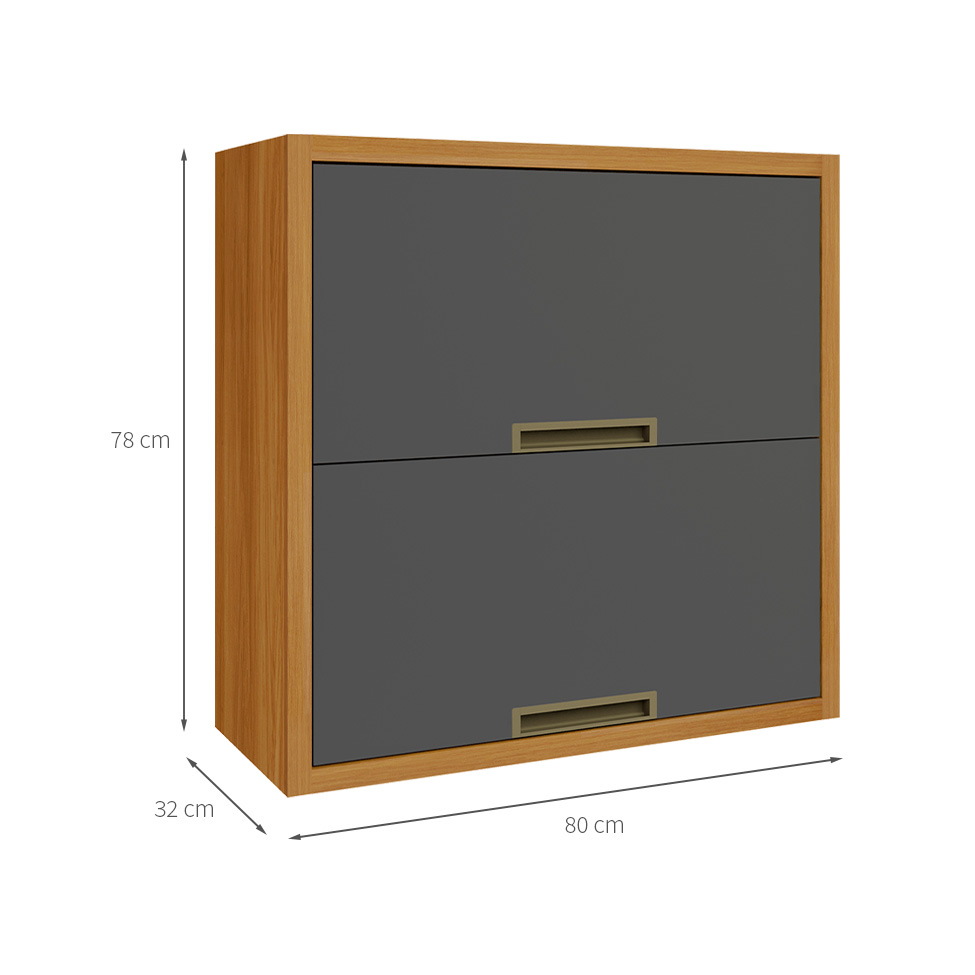Armário Aéreo Imperatriz 2 Portas Freijó e Grafite
