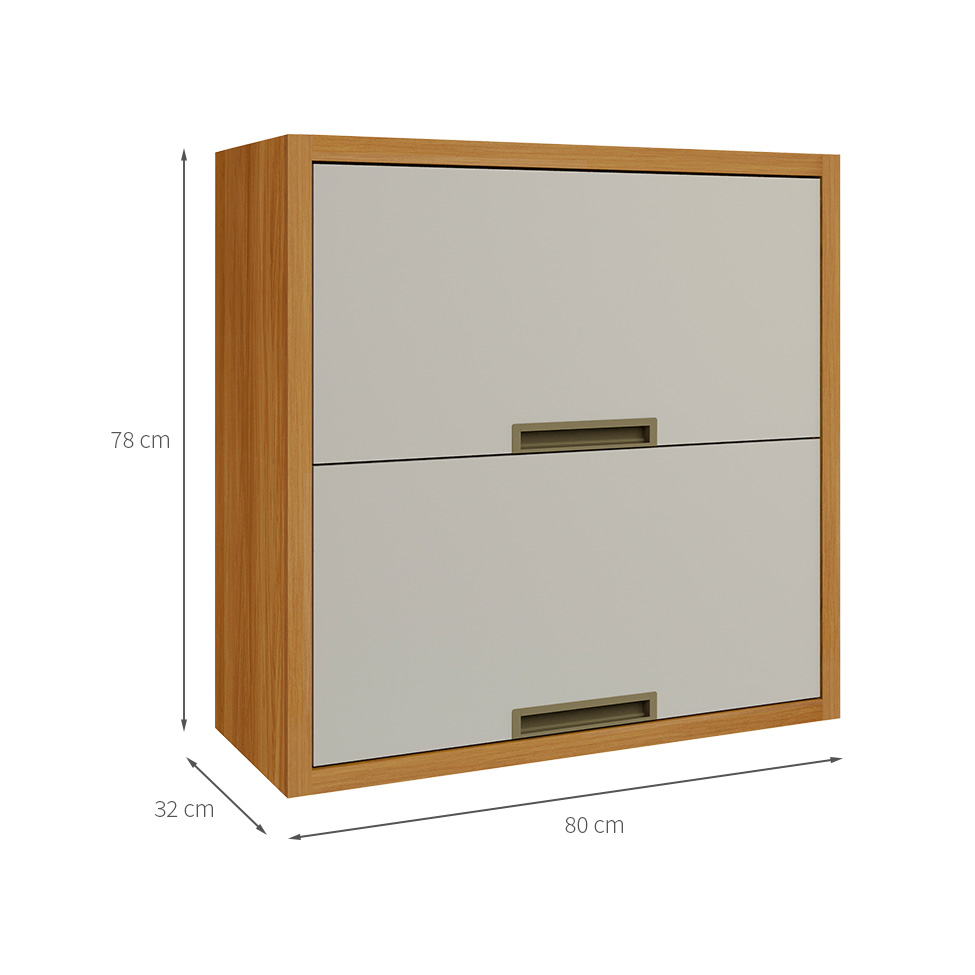 Armário Aéreo Imperatriz 2 Portas Freijó e Off White