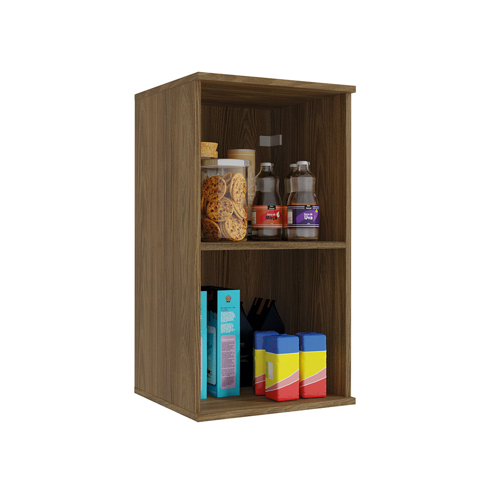 Armário Aéreo Kapiz 1 Porta Nogueira e Macadamia 40 cm