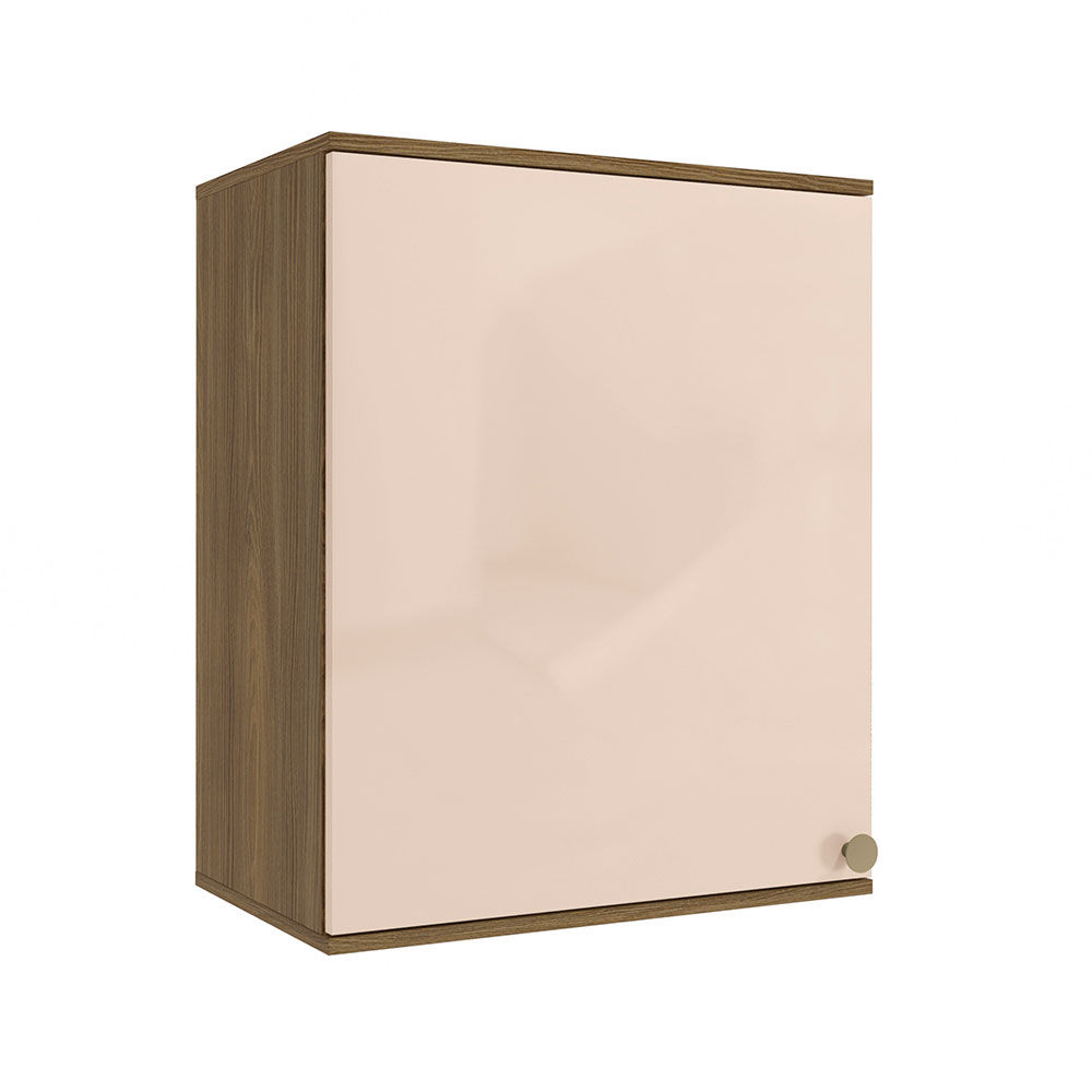 Armário Aéreo Kapiz 1 Porta Nogueira e Macadamia 60 cm