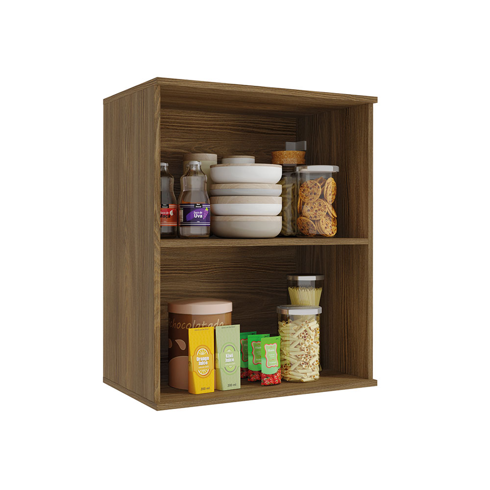 Armário Aéreo Kapiz 1 Porta Nogueira e Macadamia 60 cm