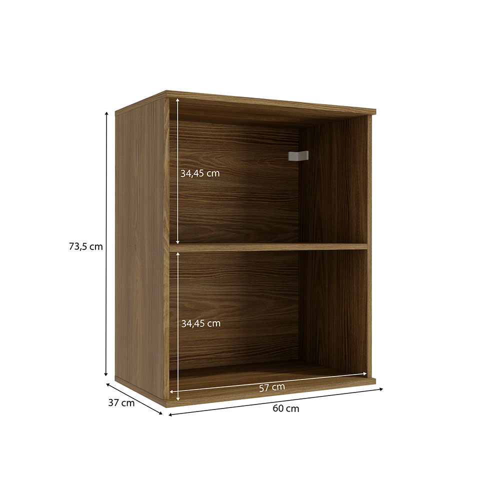 Armário Aéreo Kapiz 1 Porta Nogueira e Macadamia 60 cm