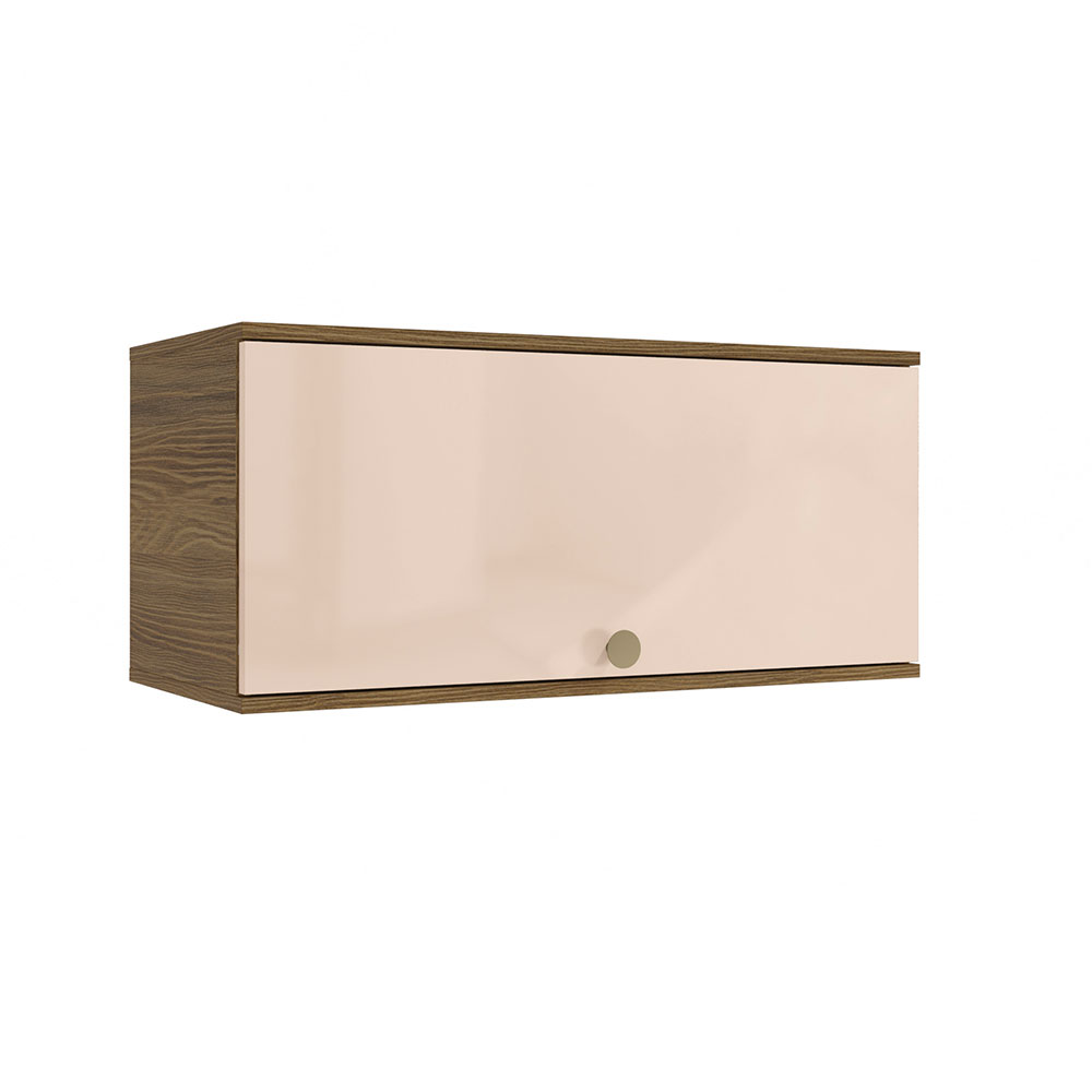 Armário Aéreo Kapiz 1 Porta Nogueira e Macadamia 80 cm