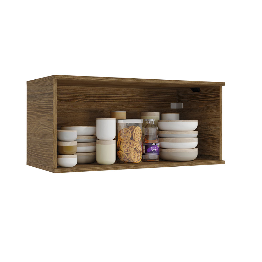 Armário Aéreo Kapiz 1 Porta Nogueira e Macadamia 80 cm