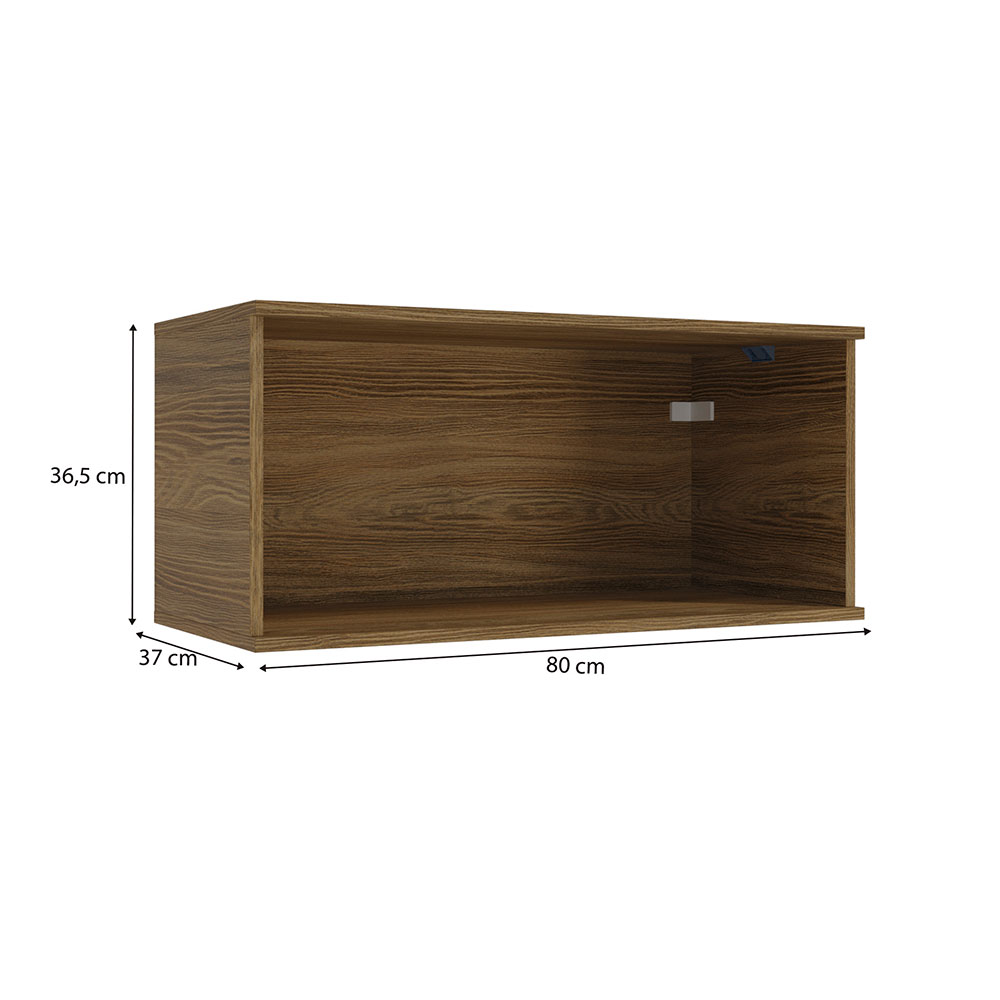 Armário Aéreo Kapiz 1 Porta Nogueira e Macadamia 80 cm