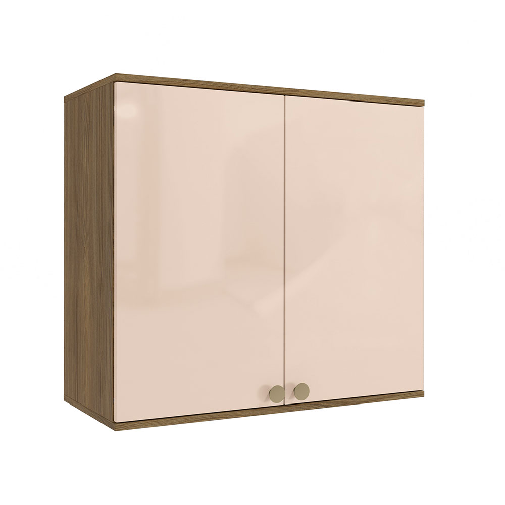 Armário Aéreo Kapiz 2 Portas Nogueira e Macadamia 80 cm