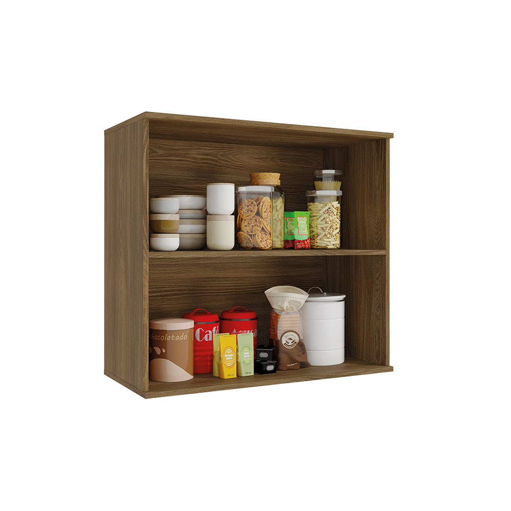 Armário Aéreo Kapiz 2 Portas Nogueira e Macadamia 80 cm