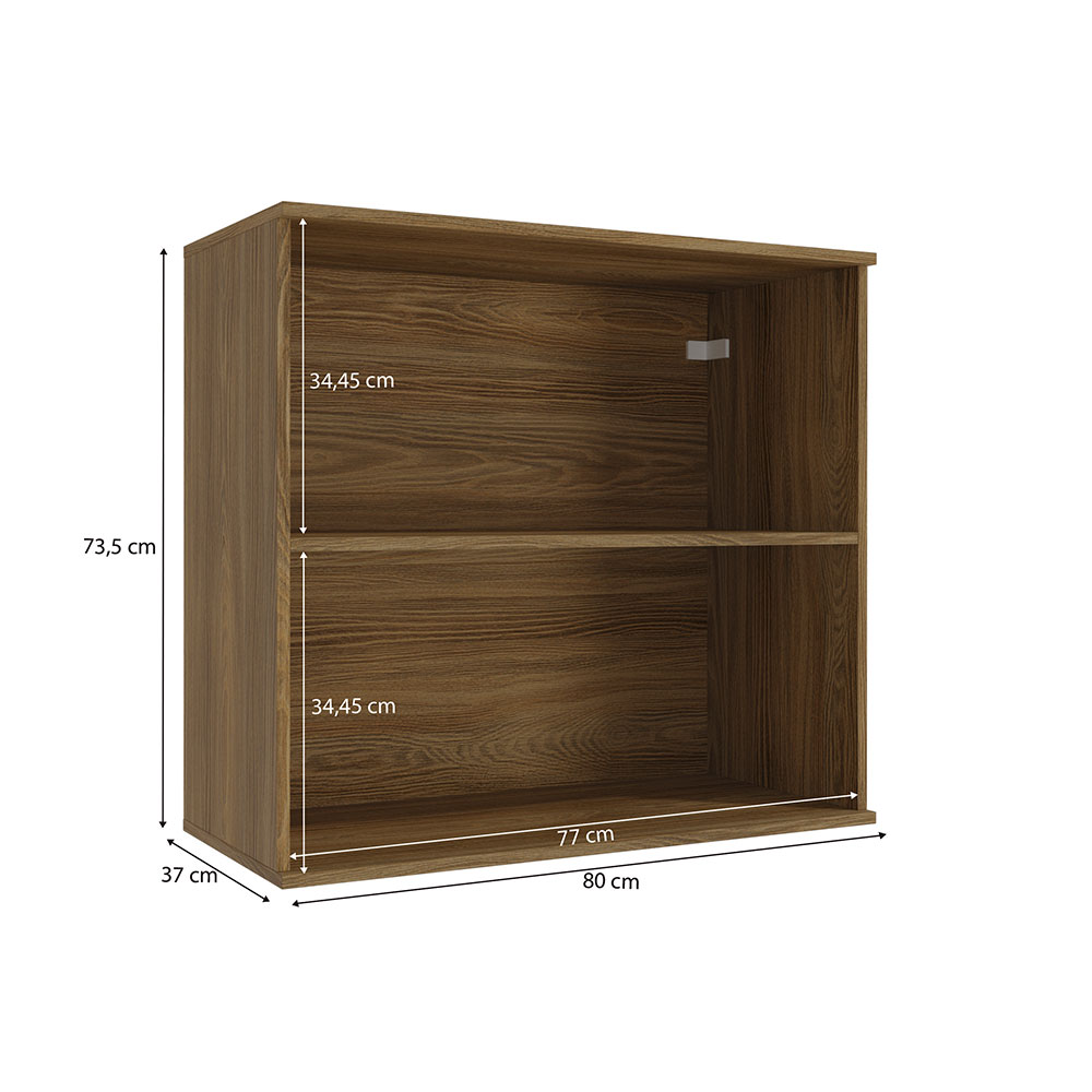 Armário Aéreo Kapiz 2 Portas Nogueira e Macadamia 80 cm