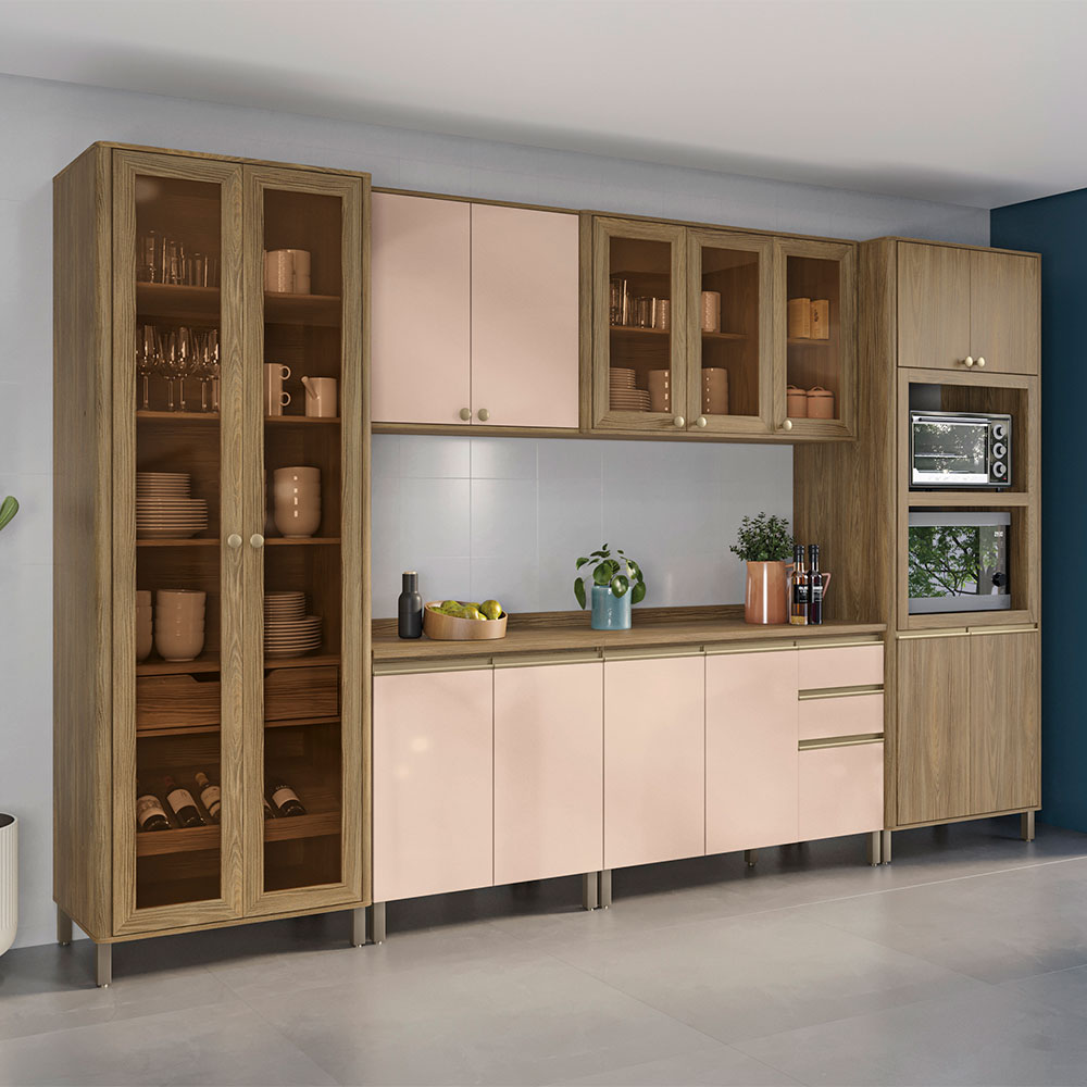 Armário Aéreo Kapiz 2 Portas Nogueira e Macadamia 80 cm