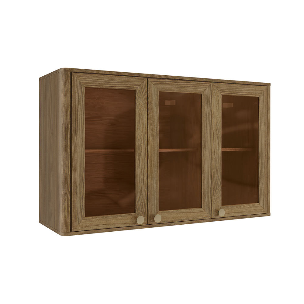 Armário Aéreo Kapiz 3 Portas Nogueira 120 cm
