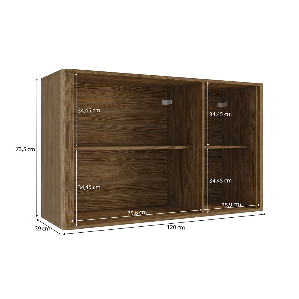Armário Aéreo Kapiz 3 Portas Nogueira 120 cm