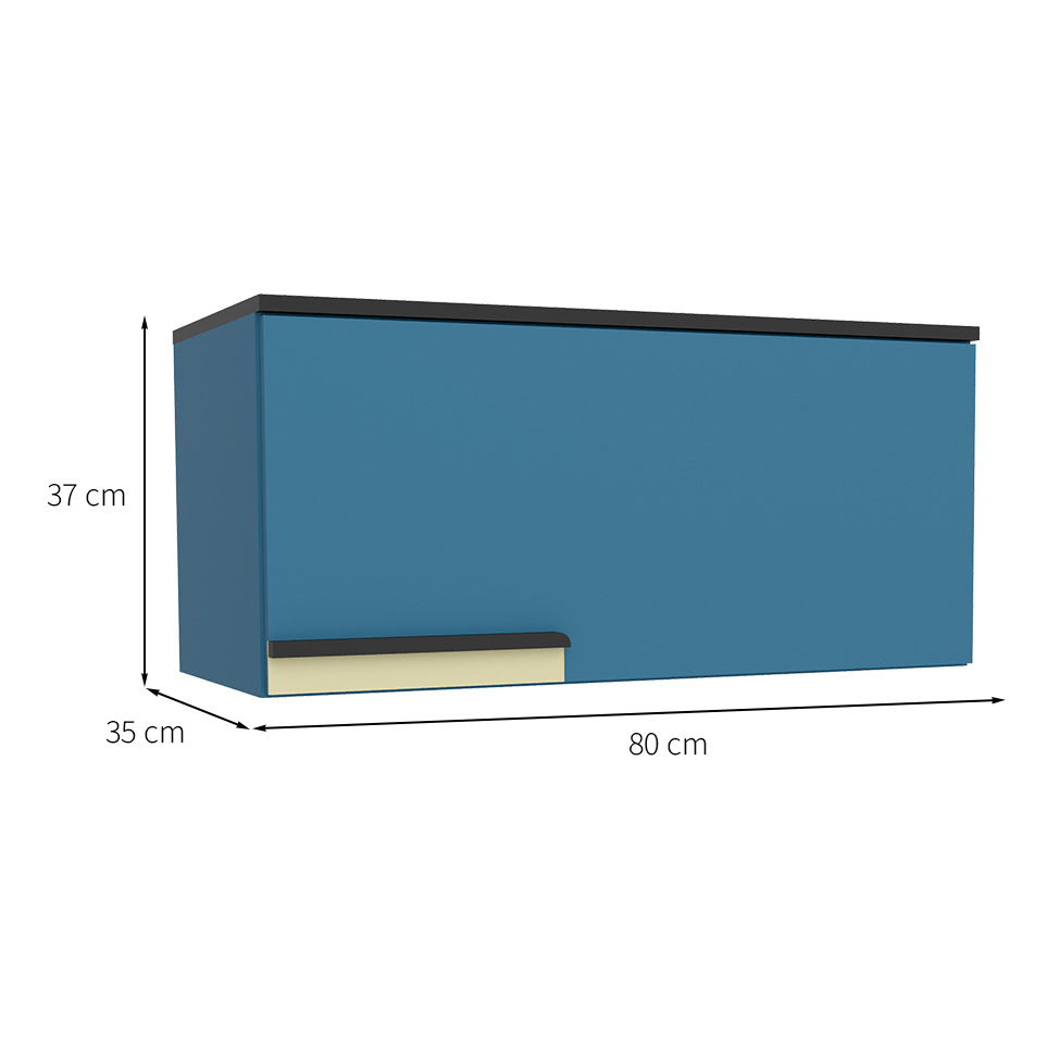 Armário Aéreo Manhattan 1 Porta Azul Orion 80 cm
