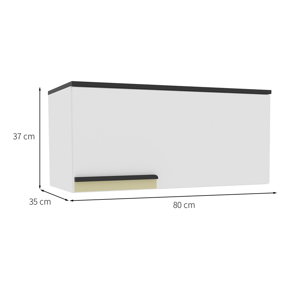 Armário Aéreo Manhattan 1 Porta Branco Ártico 80 cm