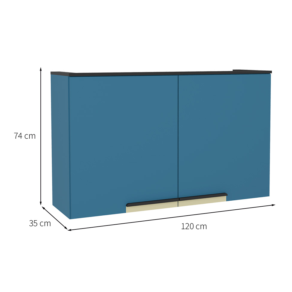 Armário Aéreo Manhattan 2 Portas Azul Orion 120 cm