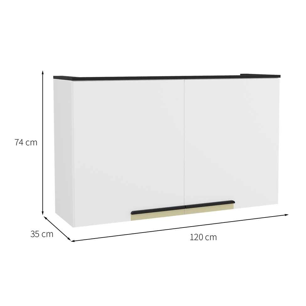 Armário Aéreo Manhattan 2 Portas Branco Ártico 120 cm