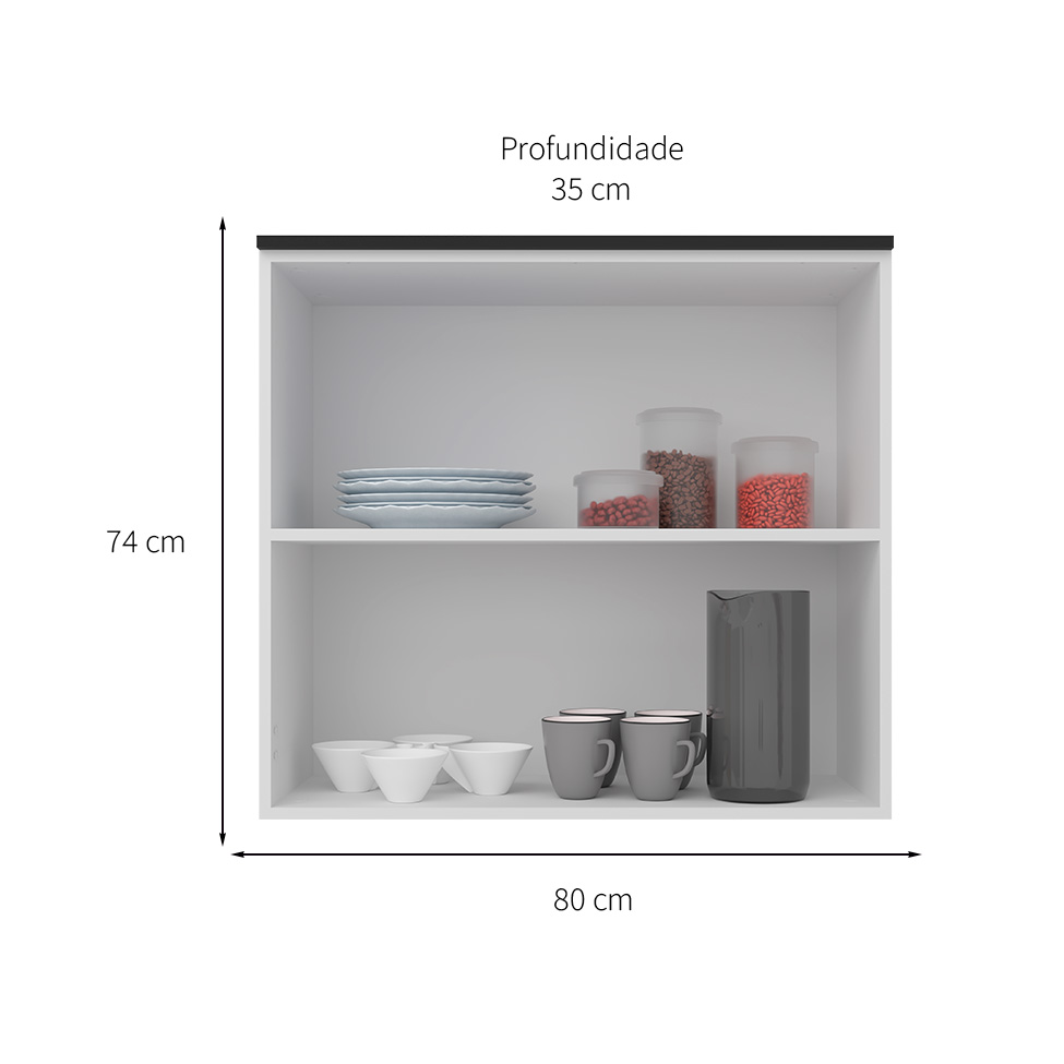 Armário Aéreo Manhattan 2 Portas Branco Ártico 80 cm