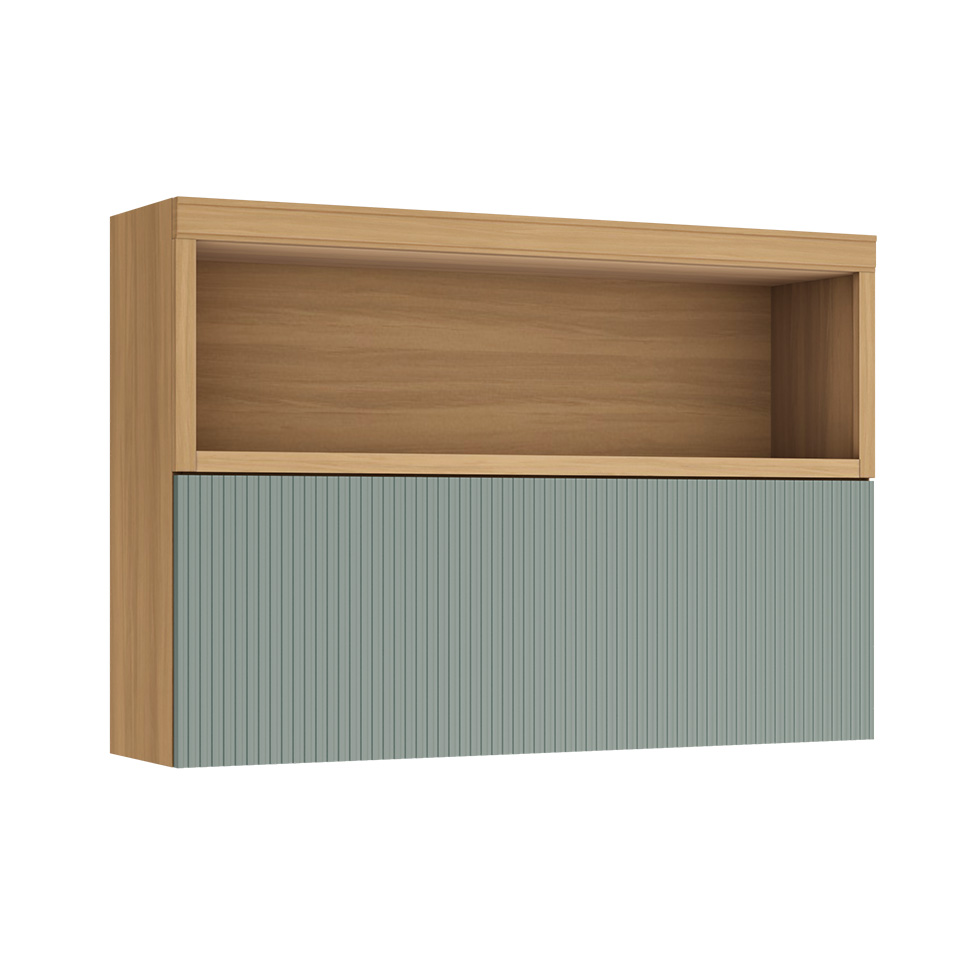 Armário Aéreo Marquesa 100% MDF 1 Porta Verde e Nature 120 cm