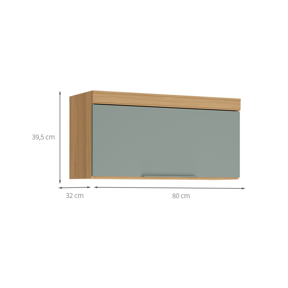 Armário Aéreo Marquesa 100% MDF 1 Porta Verde e Nature 80 cm