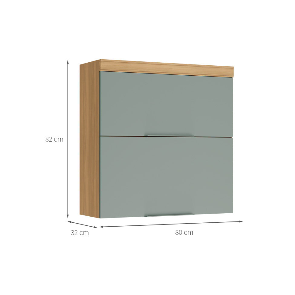Armário Aéreo Marquesa 100% MDF 2 Portas Verde e Nature