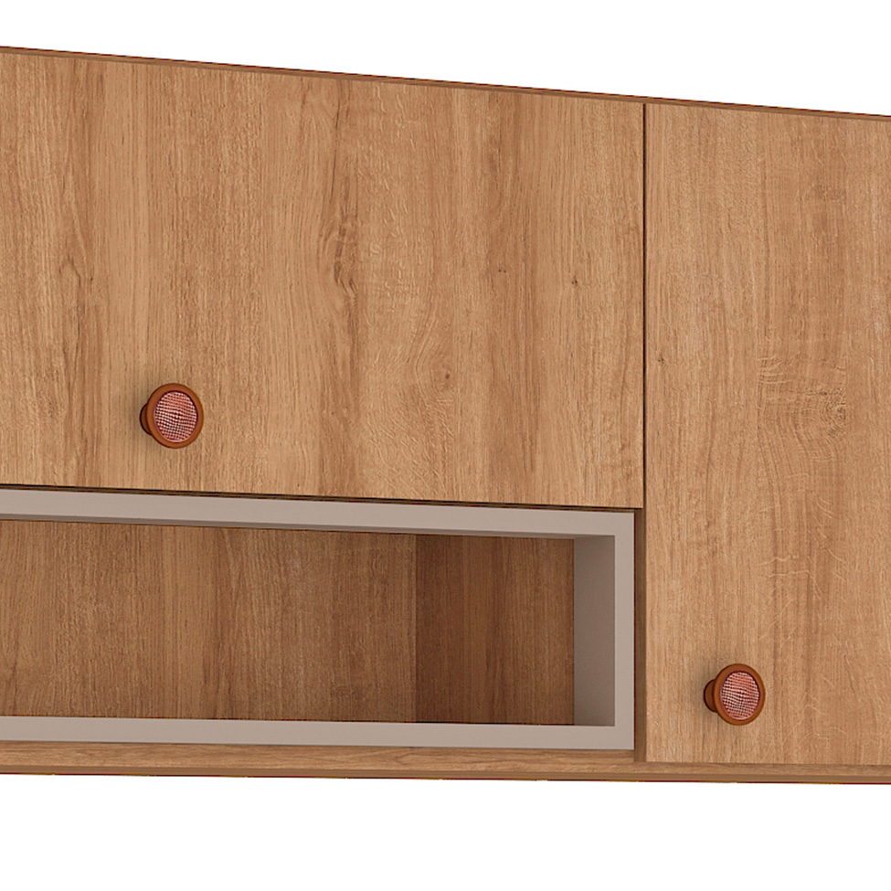 Armário Aéreo Marti 2 Portas Mel e Fendi 120 cm